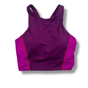 Athleta Crop Sports Bra Padded‎ Purple Pink Women's Size Med Yoga Gym Athleisure
